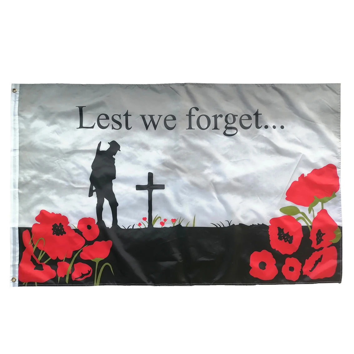 British Remembrance Day Poppy Cross Lest We Forget Flag banners