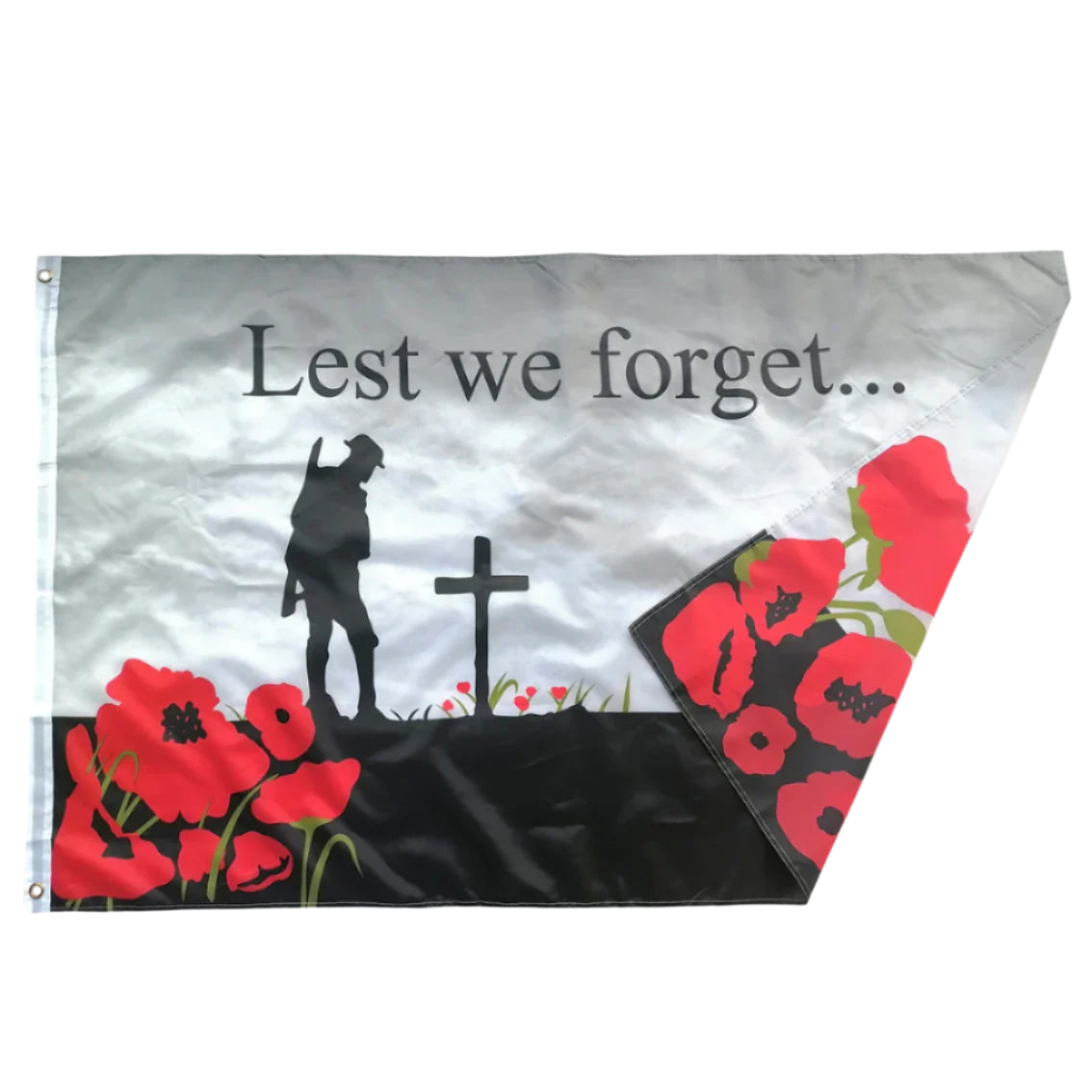 British Remembrance Day Poppy Cross Lest We Forget Flag banners