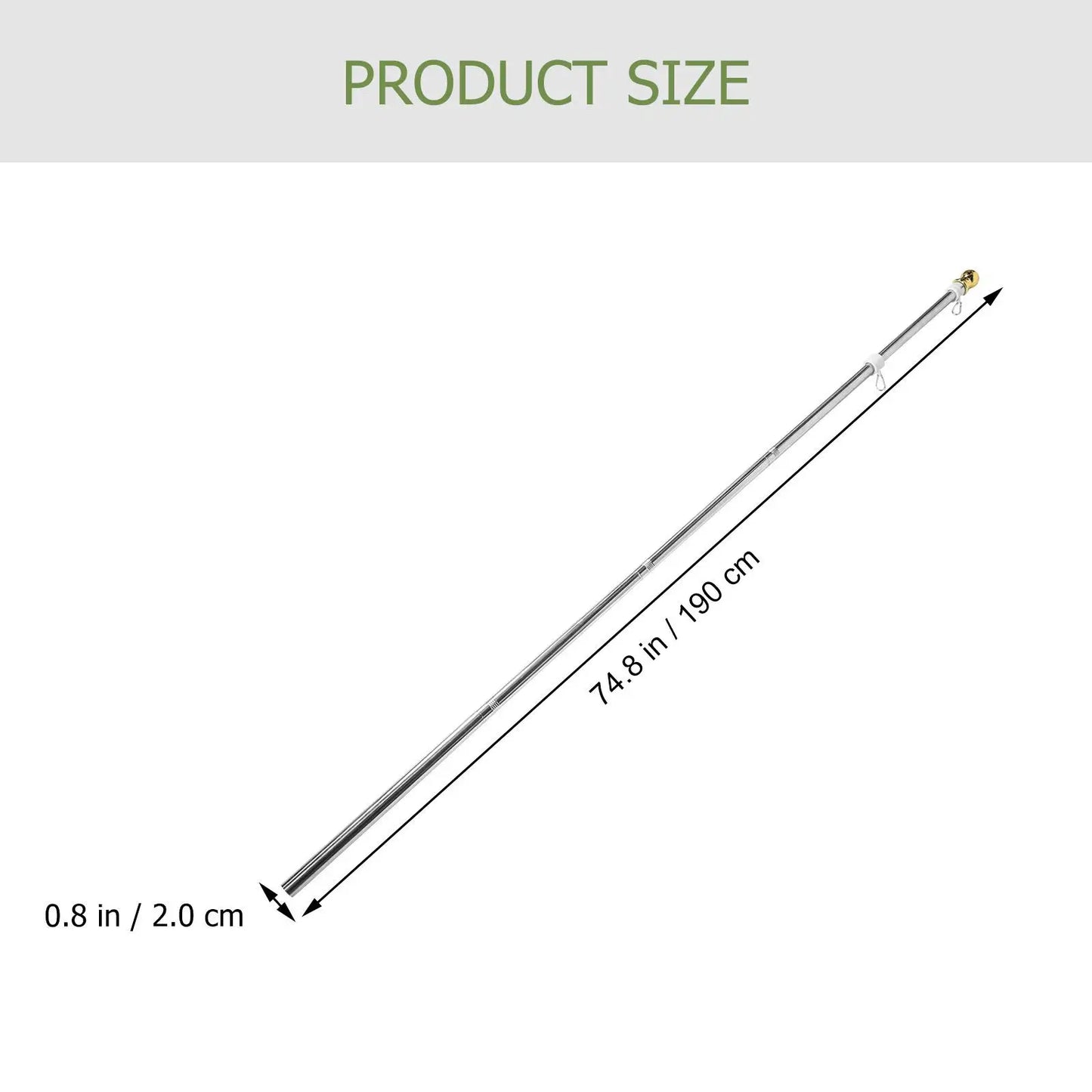 1.9M Stainless Steel Flagpole Anti-Winding Free Rotation Flag Pole Holder Rustproof Banner Holder for Garden Yard