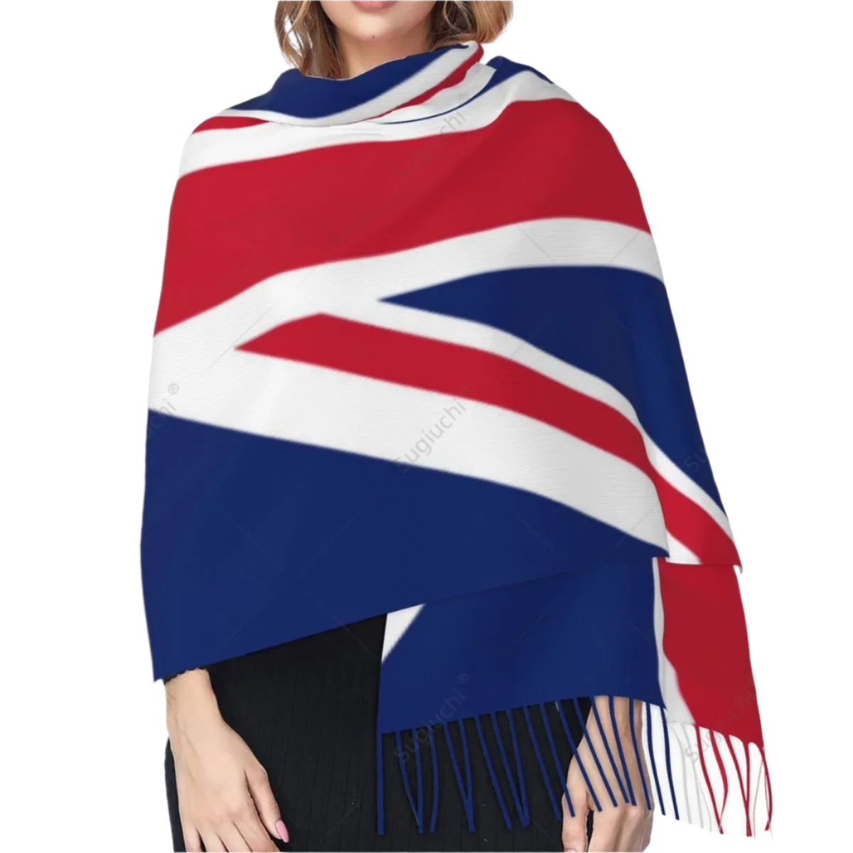 Faux Cashmere Union Jack Wrap Around Shawl