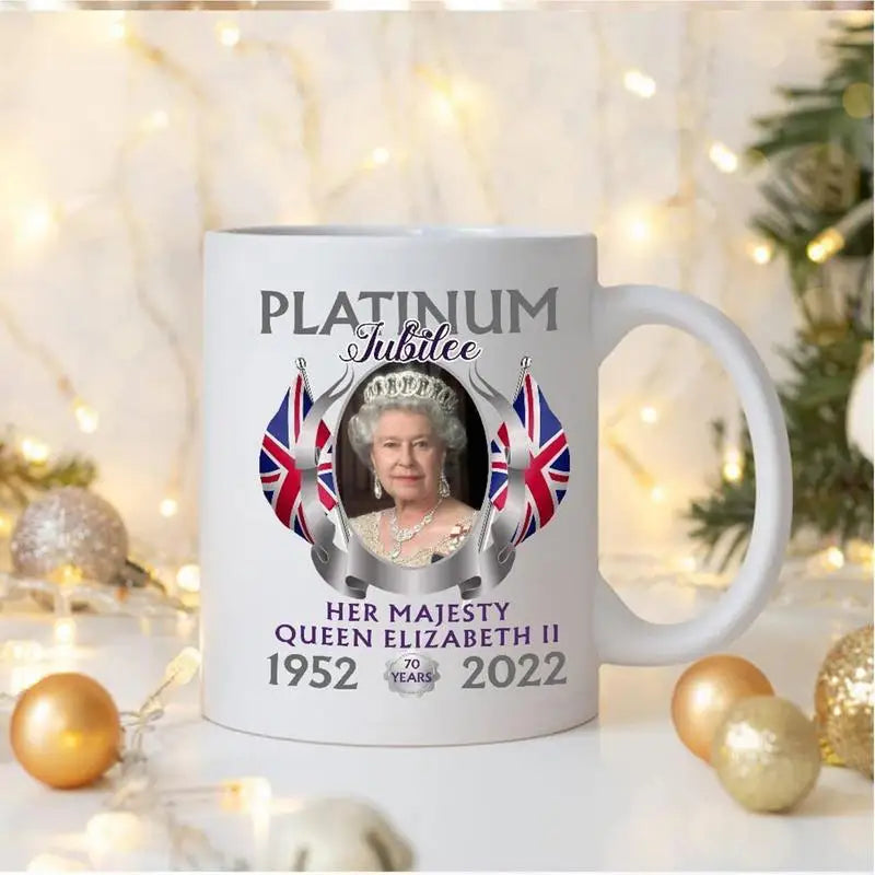 Queen Elizabeth II Memorial Mug Water Cup 1952-2022 Queen's Platinum Jubilee Commemorative Mugs for Tea Coffee Water