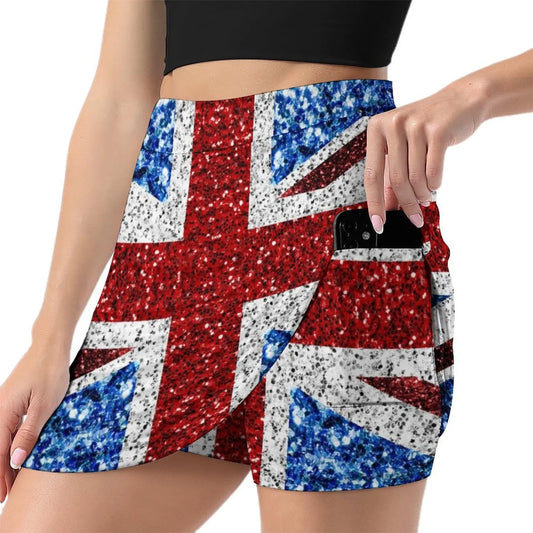 Union Jack Glitter Effect Mini Skirt