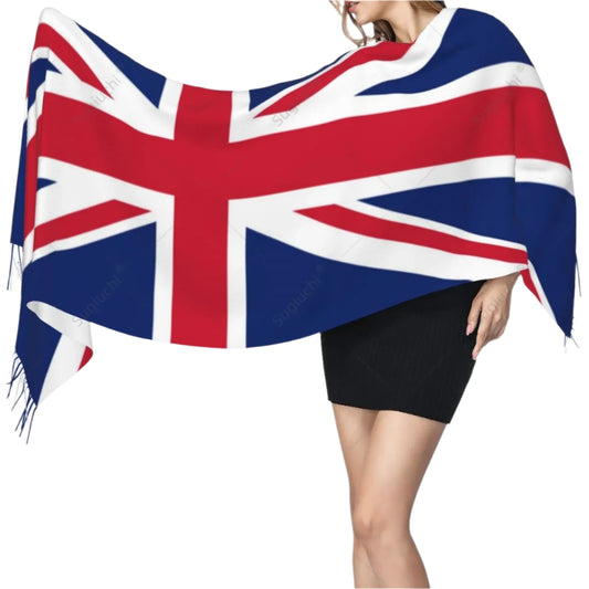 Faux Cashmere Union Jack Wrap Around Shawl
