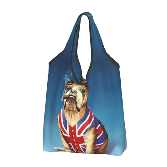 Custom Retro Vintage Union Jack- London Groceries Shopping Bag