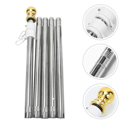 1.9M Stainless Steel Flagpole Anti-Winding Free Rotation Flag Pole Holder Rustproof Banner Holder for Garden Yard