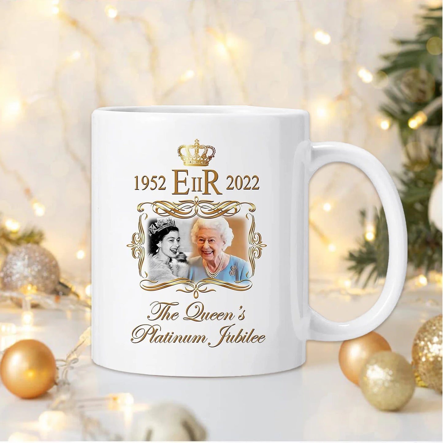 Queen Elizabeth II Memorial Mug Water Cup 1952-2022 Queen's Platinum Jubilee Commemorative Mugs for Tea Coffee Water