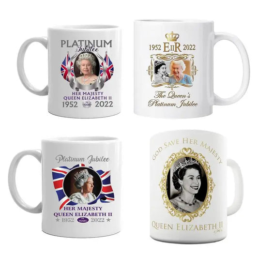 Queen Elizabeth II Memorial Mug Water Cup 1952-2022 Queen's Platinum Jubilee Commemorative Mugs for Tea Coffee Water