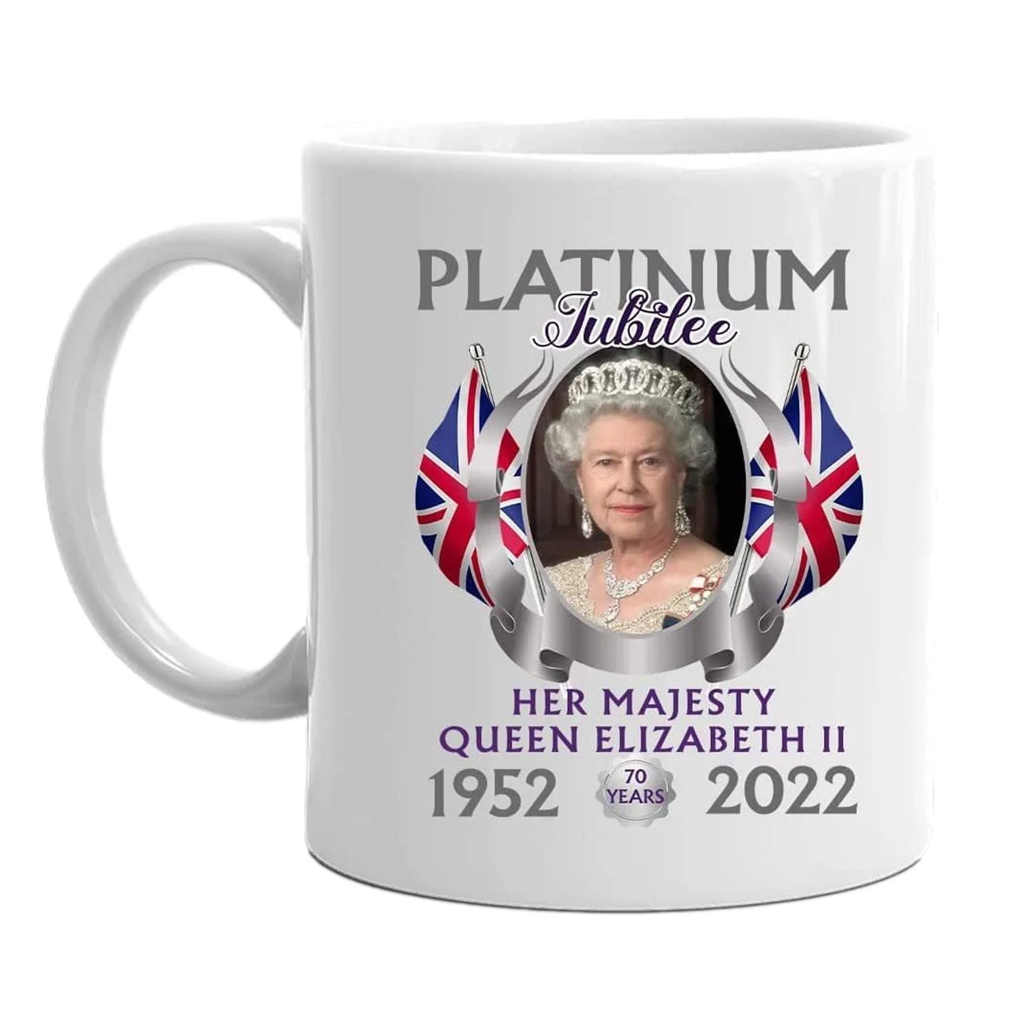 Queen Elizabeth II Memorial Mug Water Cup 1952-2022 Queen's Platinum Jubilee Commemorative Mugs for Tea Coffee Water