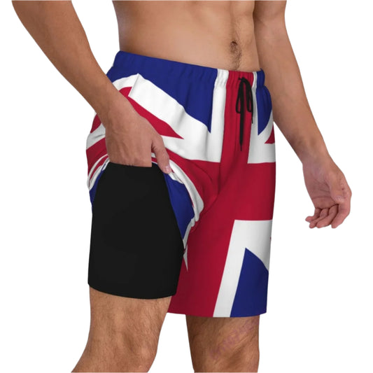 Union Jack Performance Swim Shorts with Compression Liner