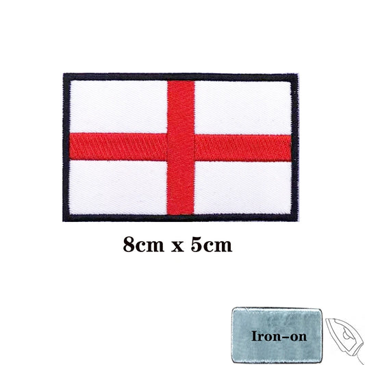 England flag Embroidered Patch Hook & Loop Velcro or Iron On Embroidery