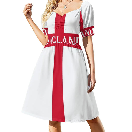 England Flag Fit-and-Flare Dress